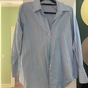 Zara Blue and White Stripped Button Down
